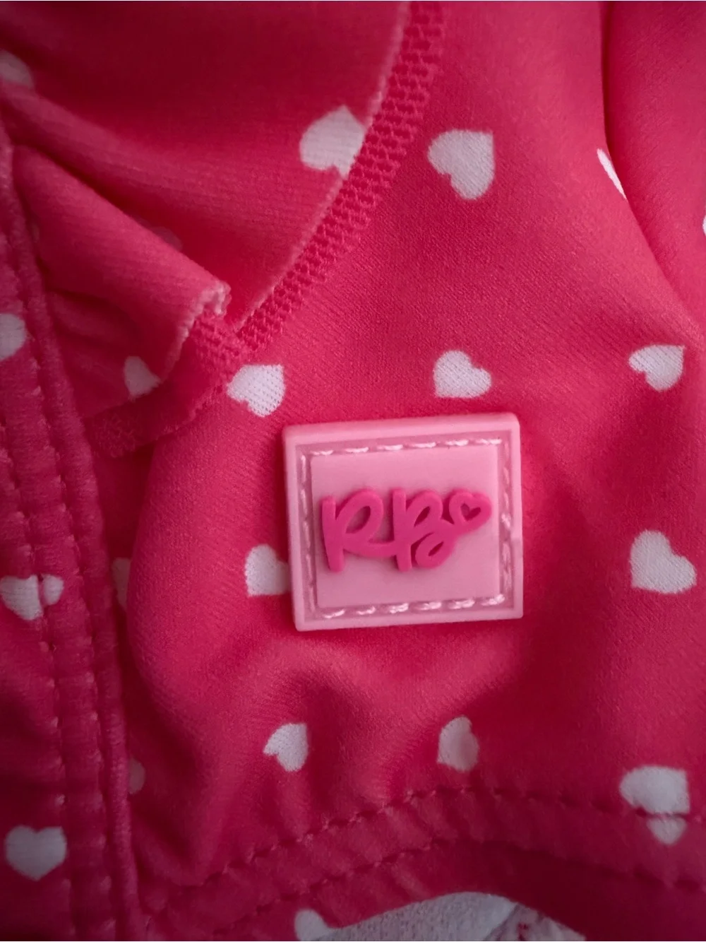 RuffleButts Girls Waterfall Swimsuit - Hot Pink Hearts - Size 6-12 months NWT